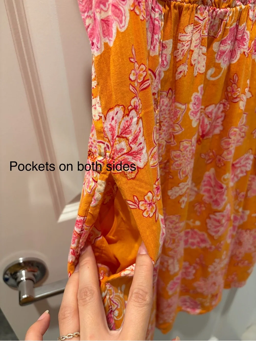Old Navy Pink Floral Sundress on Mustard